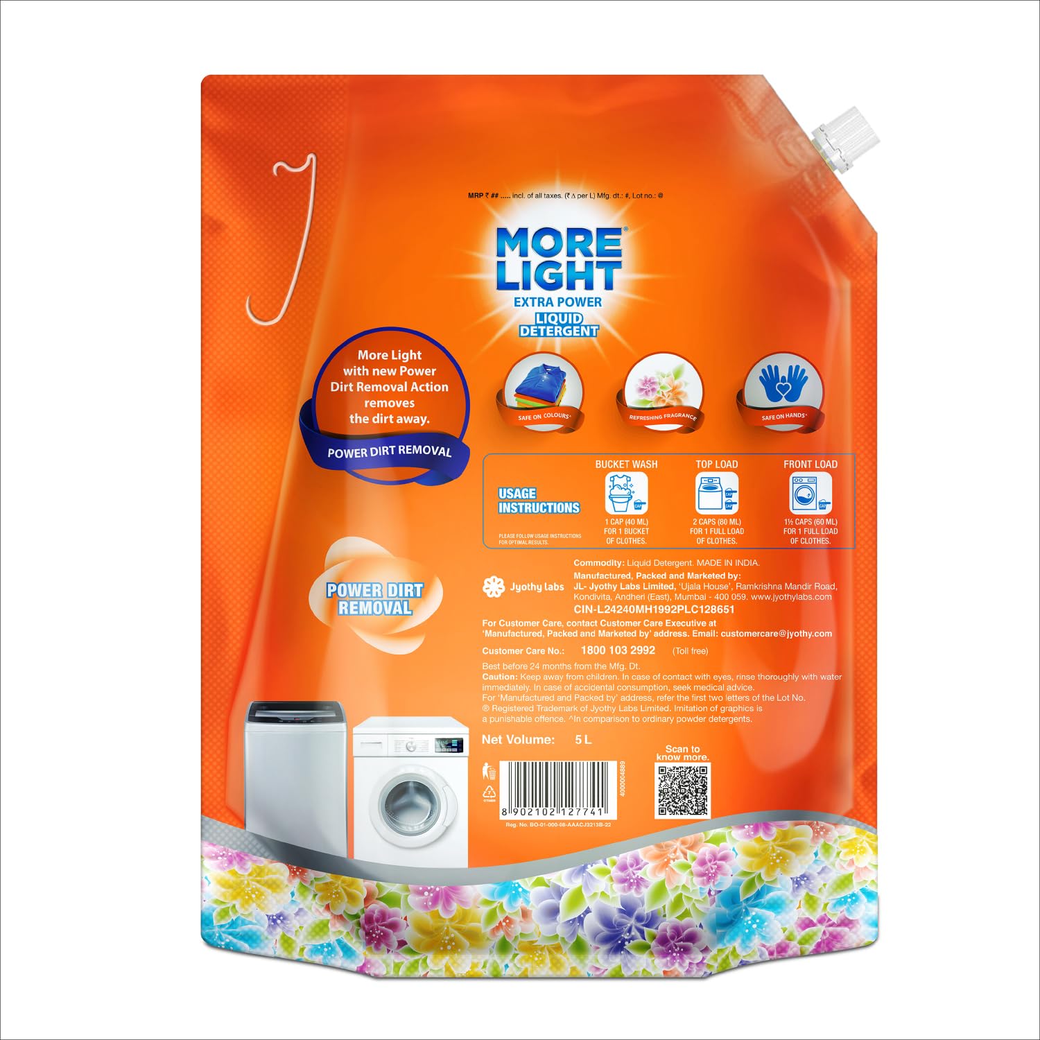 More Light Extra Power Liquid Detergent 5 Litre Pouch