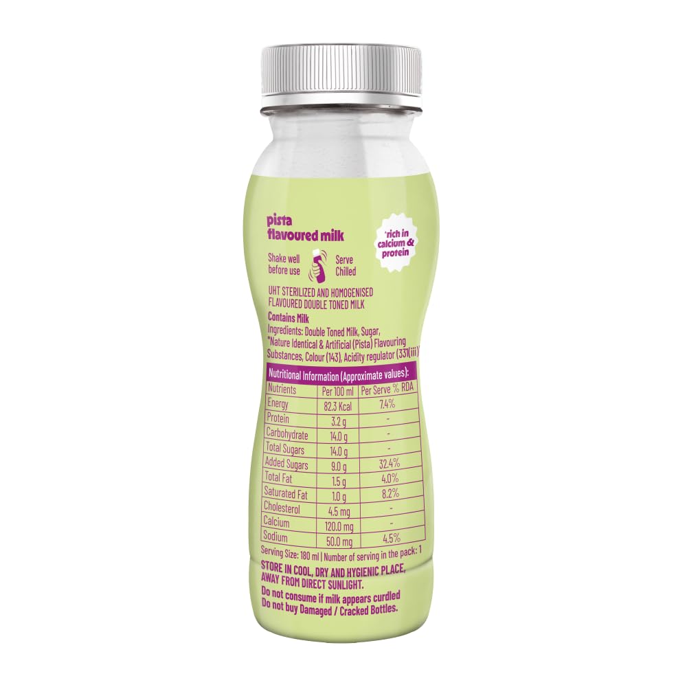 Mother Dairy Pista Flavoured Milk Bottle 180ml