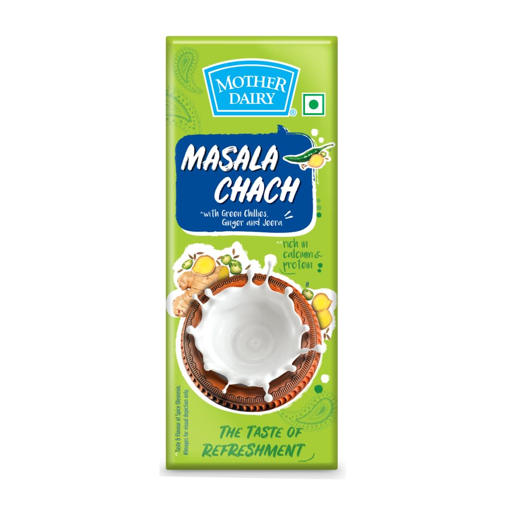 Mother Dairy Spiced Buttermilk, Masala Chach, 180ml Carton.