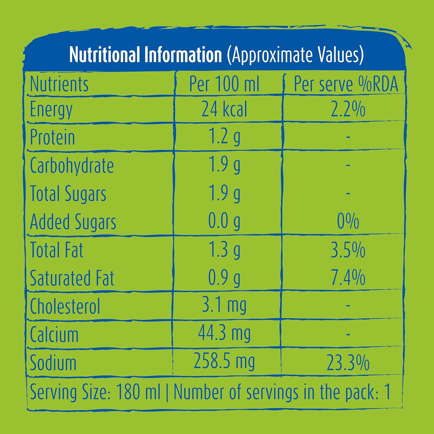 Mother Dairy Spiced Buttermilk, Masala Chach, 180ml Carton.