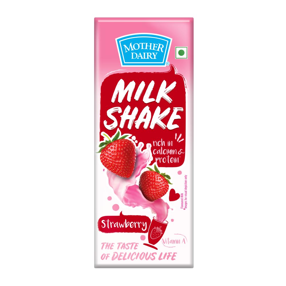 Mother Dairy Strawberry Milkshake, 180ml.