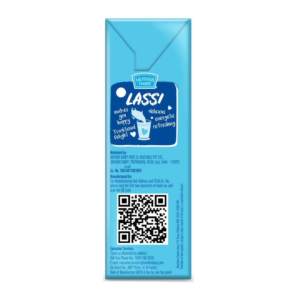 Mother Dairy Sweet Lassi Tetra Pack, 180 ml