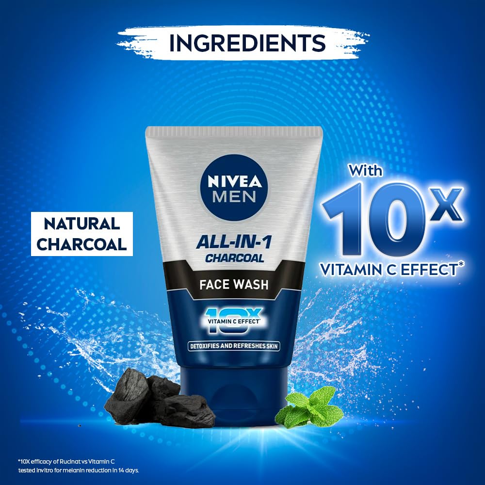 NIVEA MEN All in 1 Charcoal Face Wash 100 g