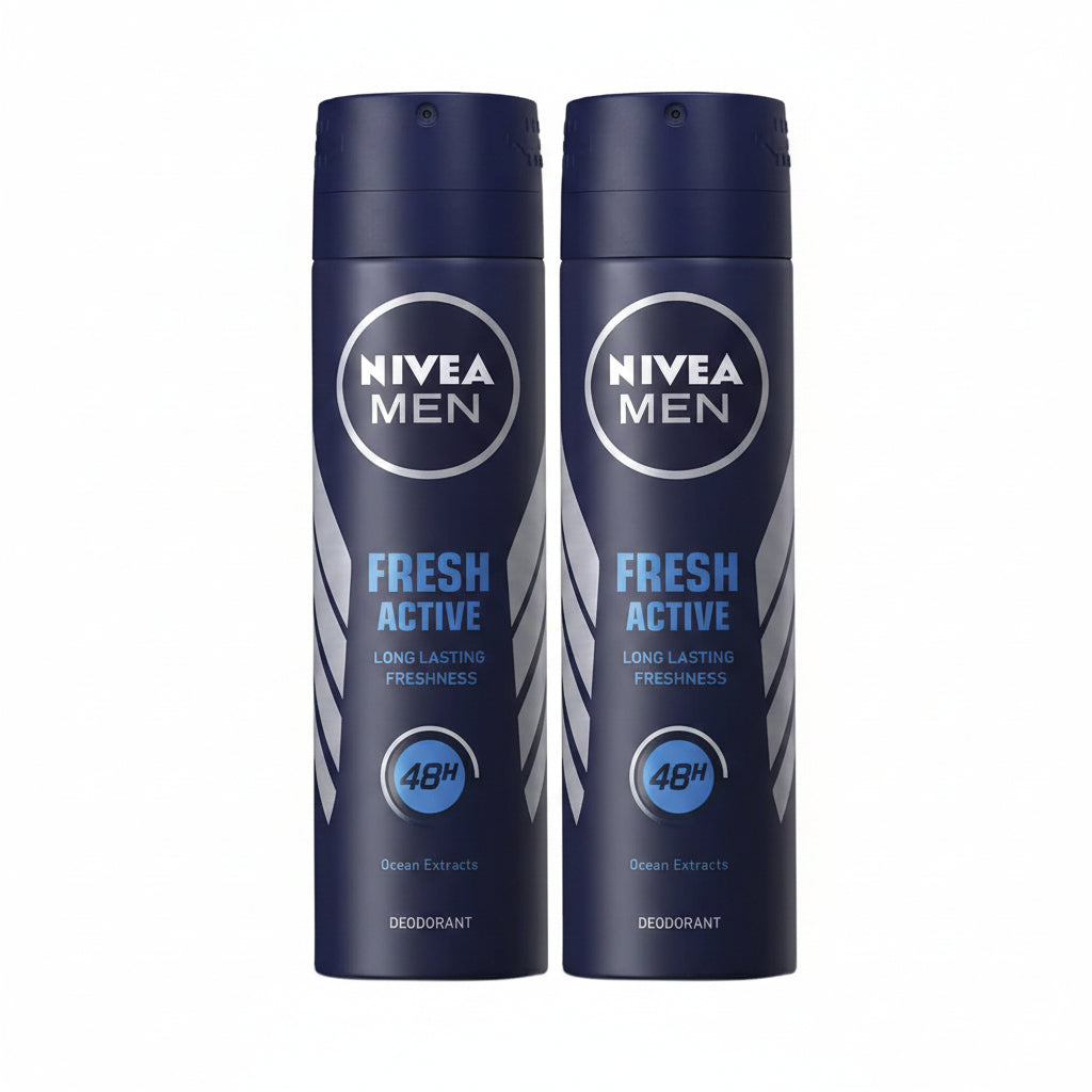 NIVEA MEN Fresh Active Original Spray Deodorant For Men, 150Ml (Pack Of 2)