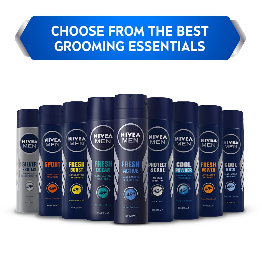 NIVEA MEN Fresh Active Original Spray Deodorant For Men, 150Ml (Pack Of 2)