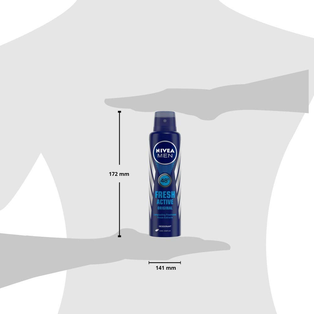 NIVEA MEN Fresh Active Original Spray Deodorant For Men, 150Ml (Pack Of 2)