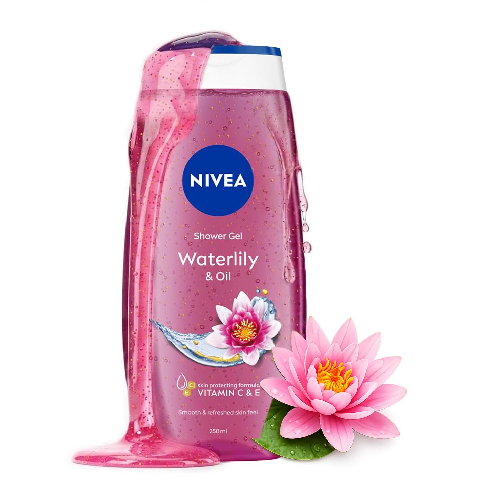 NIVEA Waterlily & Oil 250ml Body Wash| Shower Gel with Care Oil Pearls| Refreshing Scent of Waterlily Flower|Clean, Healthy & Moisturized Skin