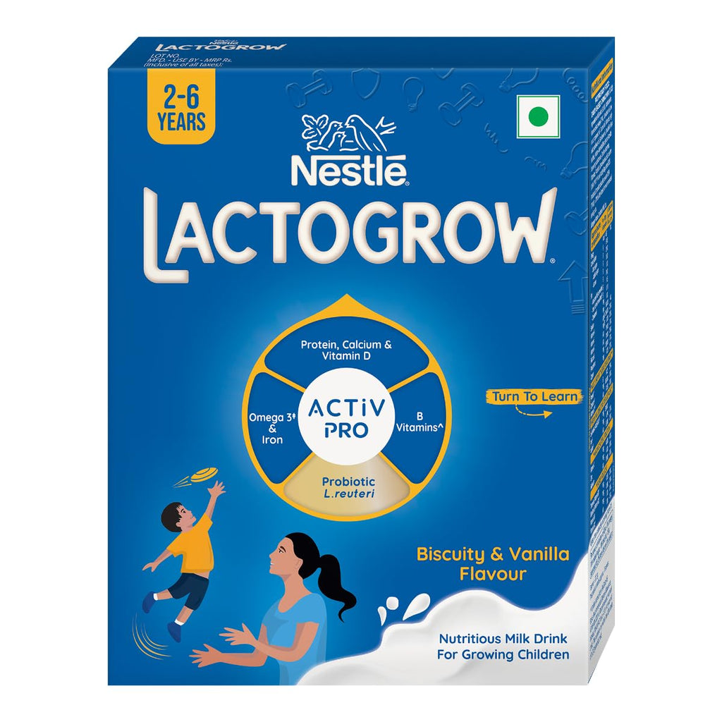 Nestle LACTOGROW Nutritious Milk Drink Powder, Biscuity vanilla Flavor 400g