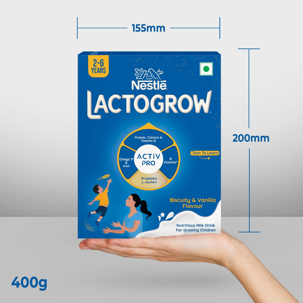Nestle LACTOGROW Nutritious Milk Drink Powder, Biscuity vanilla Flavor 400g
