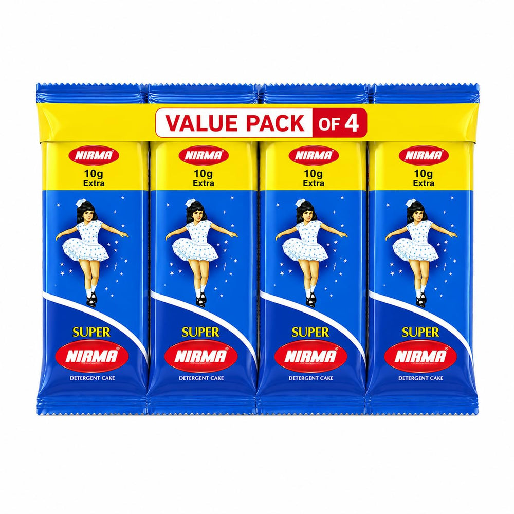 Nirma Super Detergent Cake Soap Bar 250 gm (Pack of 4)