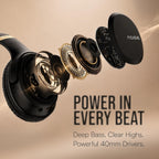 Noise Airwave Max 3 Bluetooth On Ear Headphones with 70H Playtime, 40mm Driver, Low Latency(up to 45ms),Dual Pairing, BT v5.3 (Carbon Black)
