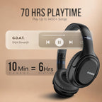 Noise Airwave Max 3 Bluetooth On Ear Headphones with 70H Playtime, 40mm Driver, Low Latency(up to 45ms),Dual Pairing, BT v5.3 (Carbon Black)