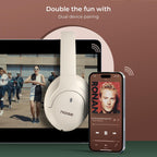 Noise Airwave Max 4 Wireless Over Ear Headphones with 70H Playtime, ENC, 40mm Driver, Low Latency(up to 40ms), Dual Pairing, BT v5.4 (Calm Beige) (AUD-HDPHN-4-BEIGE)