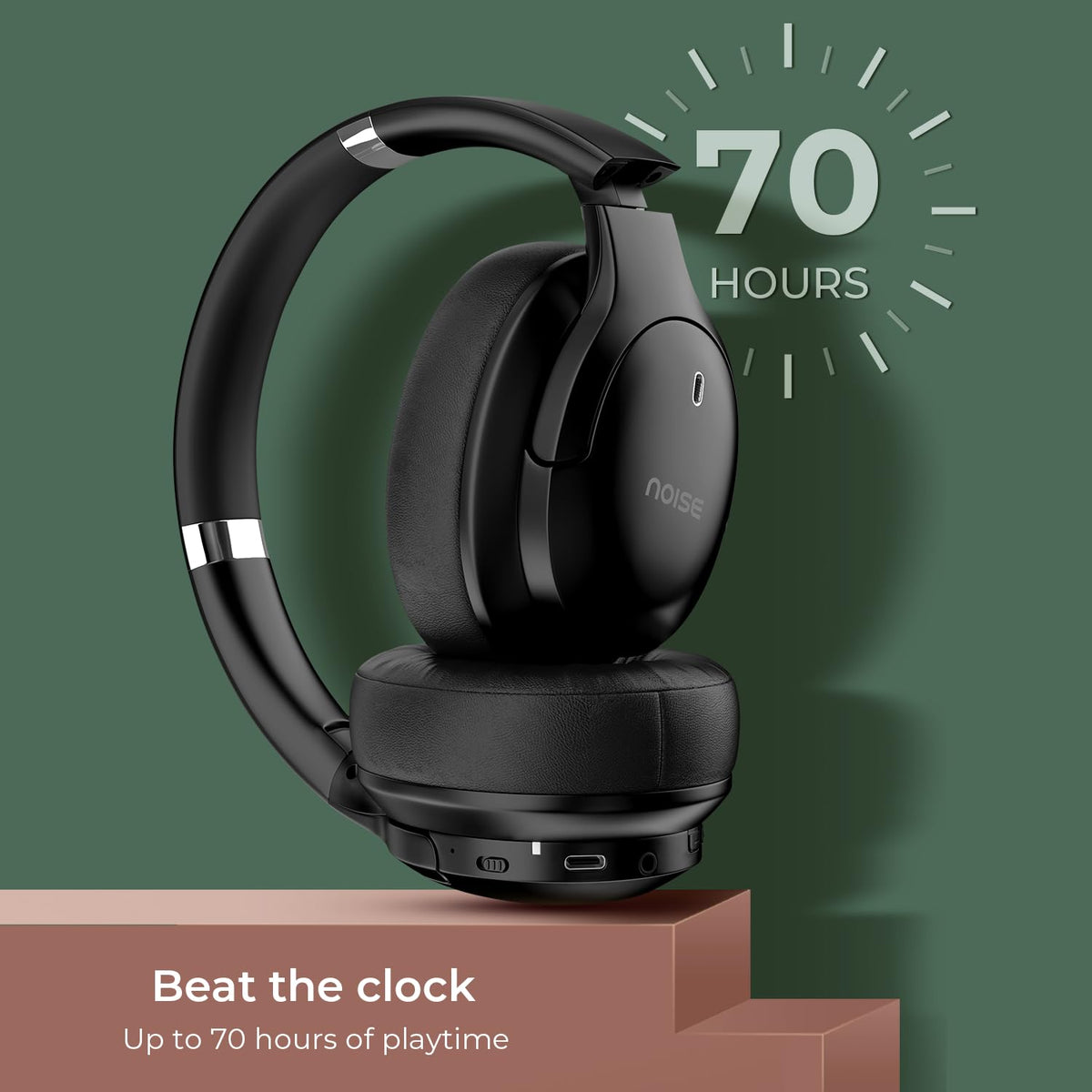 Noise Airwave Max 4 Wireless Over Ear Headphones with 70H Playtime, ENC, 40mm Driver, Low Latency(up to 40ms), Dual Pairing, BT v5.4 (Carbon Black)