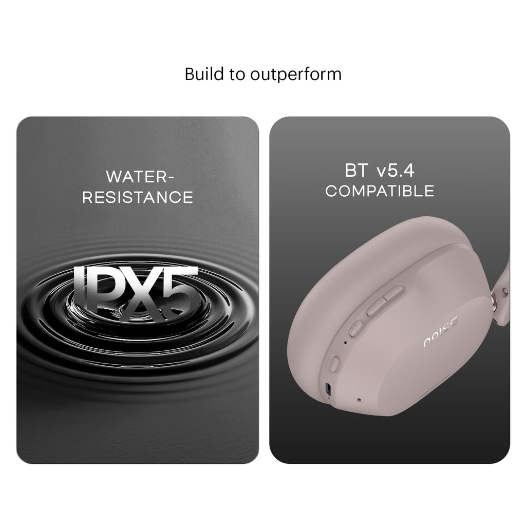 Noise Airwave Max 5 Wireless Over-Ear Headphones with Adaptive Hybrid ANC (up to 50dB), HFA Tech, 80H Playtime, Dual Pairing(Mauve Haze)