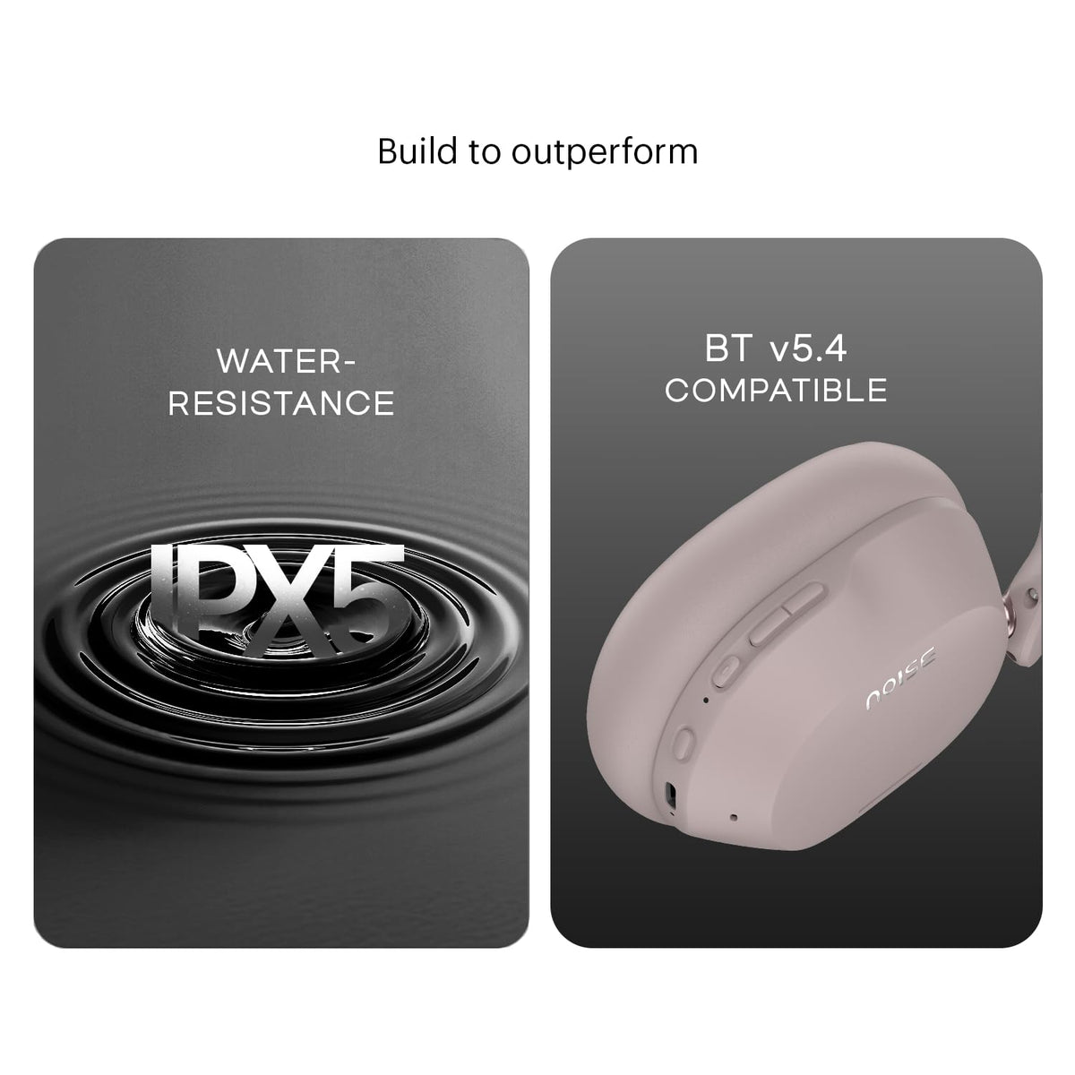 Noise Airwave Max 5 Wireless Over-Ear Headphones with Adaptive Hybrid ANC (up to 50dB), HFA Tech, 80H Playtime, Dual Pairing(Mauve Haze)