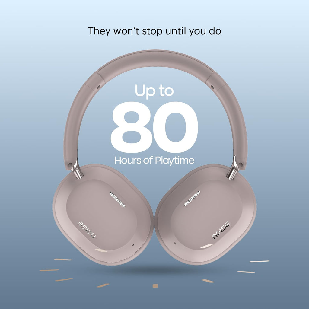 Noise Airwave Max 5 Wireless Over-Ear Headphones with Adaptive Hybrid ANC (up to 50dB), HFA Tech, 80H Playtime, Dual Pairing(Mauve Haze)