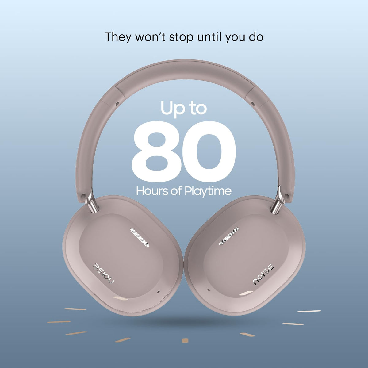 Noise Airwave Max 5 Wireless Over-Ear Headphones with Adaptive Hybrid ANC (up to 50dB), HFA Tech, 80H Playtime, Dual Pairing(Mauve Haze)