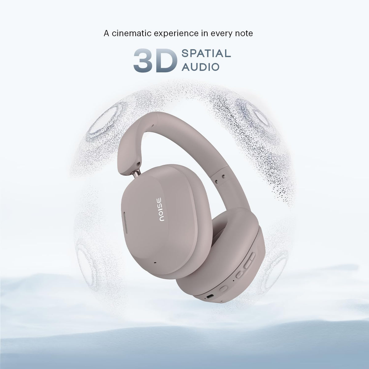 Noise Airwave Max 5 Wireless Over-Ear Headphones with Adaptive Hybrid ANC (up to 50dB), HFA Tech, 80H Playtime, Dual Pairing(Mauve Haze)