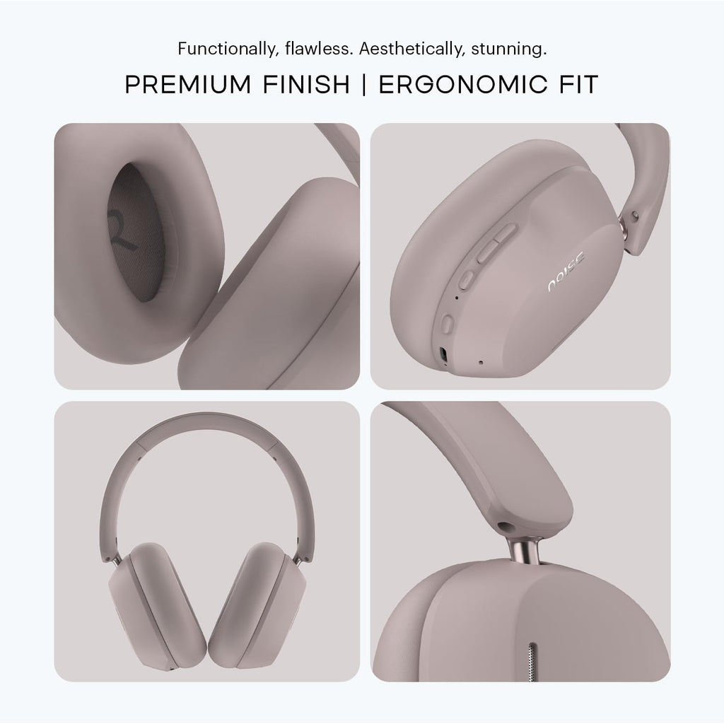 Noise Airwave Max 5 Wireless Over-Ear Headphones with Adaptive Hybrid ANC (up to 50dB), HFA Tech, 80H Playtime, Dual Pairing(Mauve Haze)