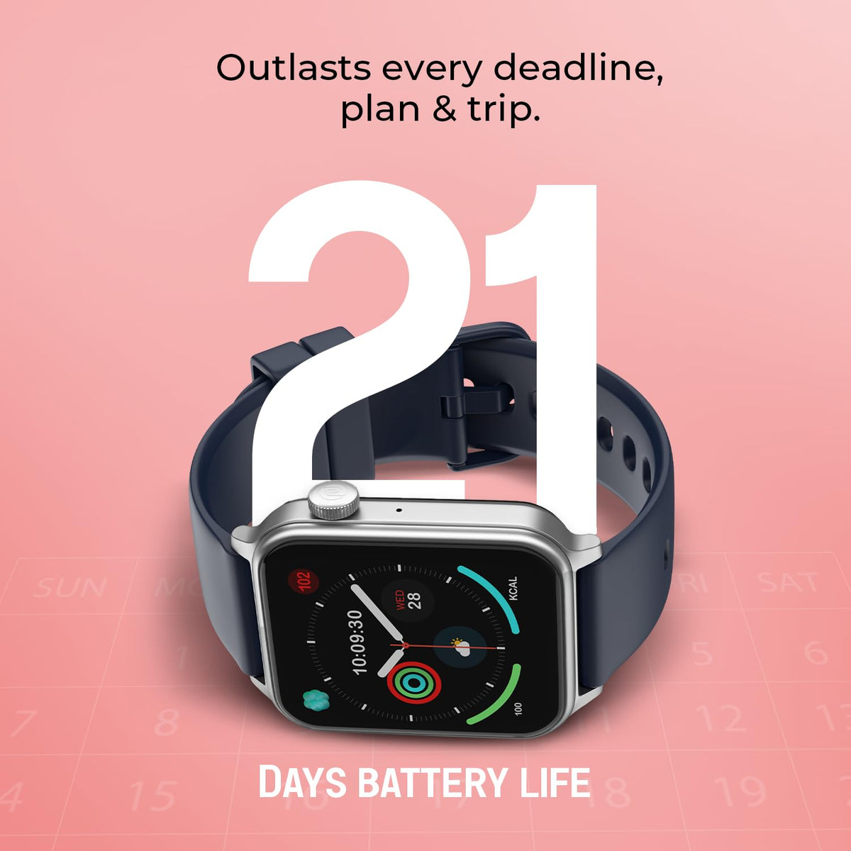 Noise Pulse Hyper Smart Watch with 21 Days Battery, 1.85" Display, AI Watch Faces, 100+ Sports Modes, Health Suite, SpO2 & Heart Rate Monitor, 1ATM Water Resistant(Jet Black)