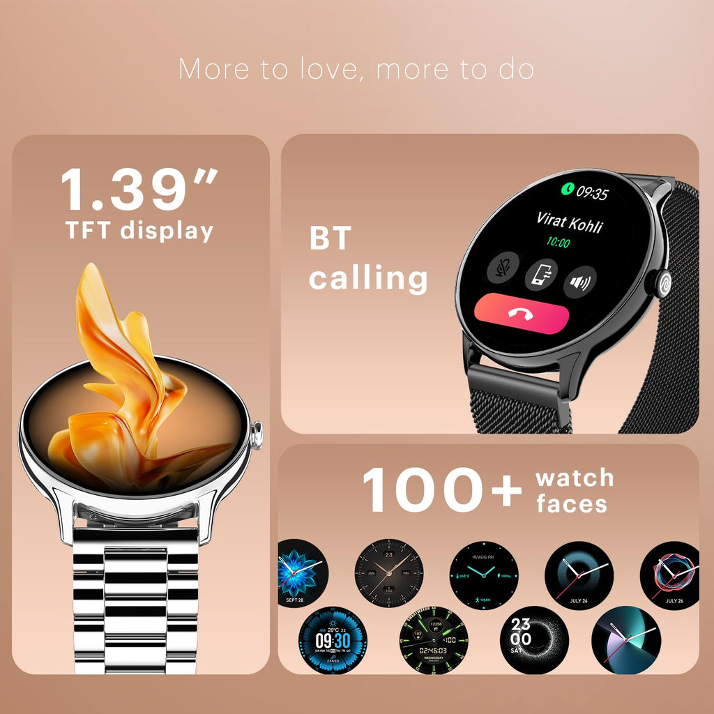 Noise Twist Go Round dial Smartwatch with BT Calling, 1.39" Display, Metal Build, 100+ Watch Faces, IP68, Sleep Tracking, 100+ Sports Modes, 24/7 Heart Rate Monitoring (Elite Silver)