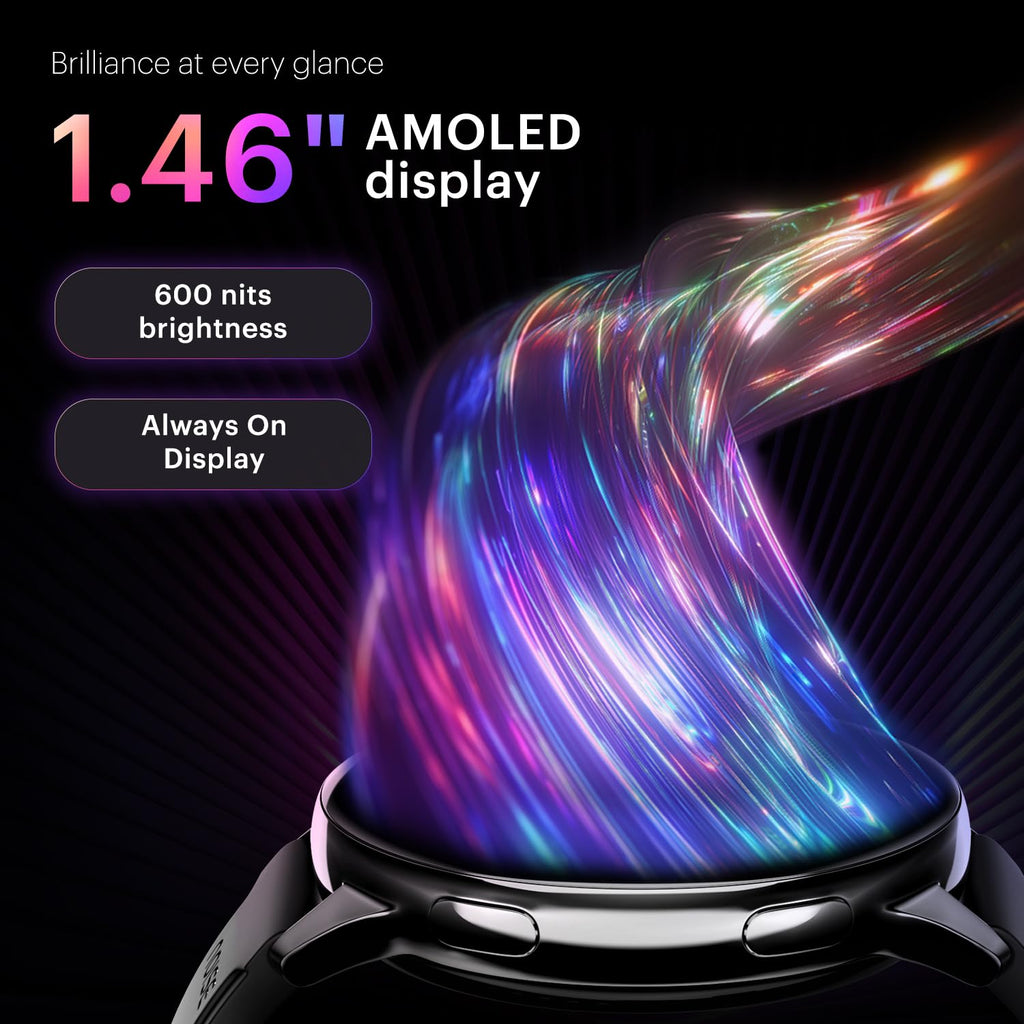 Noise Vortex Plus 1.46" AMOLED Display, AoD, BT Calling, Sleek Metal Finish, 7 Days Battery Life, All New OS with 100+ Watch Faces & Health Suite (Black)