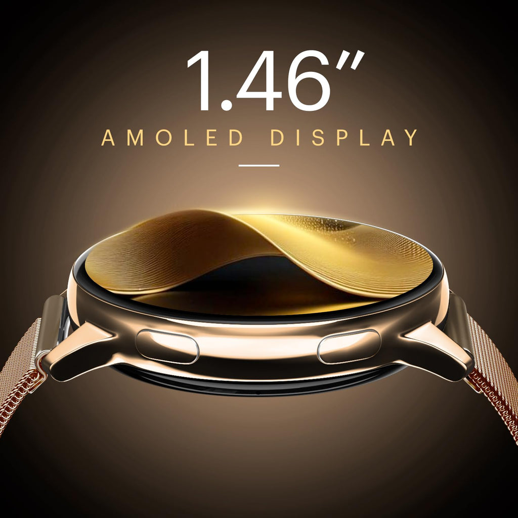 Noise Vortex Plus 1.46” AMOLED Display, AoD, BT Calling, Sleek Metal Finish, 7 Days Battery Life, All New OS with 100+ Watch Faces & Health Suite (Gold Link)