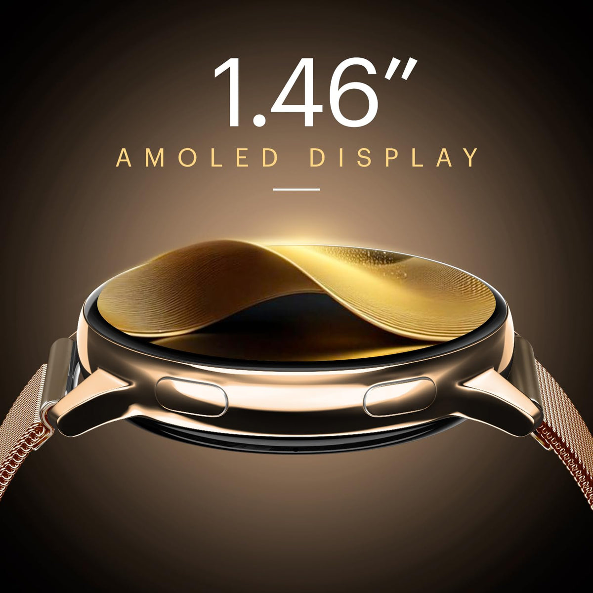 Noise Vortex Plus 1.46” AMOLED Display, AoD, BT Calling, Sleek Metal Finish, 7 Days Battery Life, All New OS with 100+ Watch Faces & Health Suite (Gold Link)