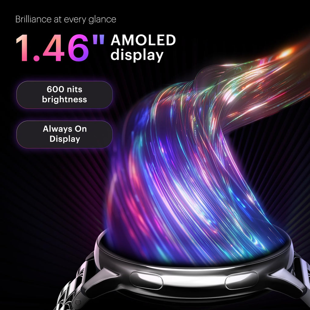 Noise Vortex Plus 1.46” AMOLED Display, AoD, BT Calling, Sleek Metal Finish, 7 Days Battery Life, All New OS with 100+ Watch Faces & Health Suite (Metal Silver)
