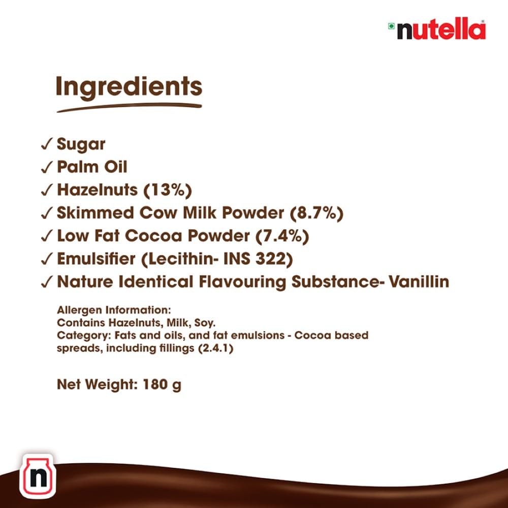 Nutella Hazelnut Spread with Cocoa, 180 gram