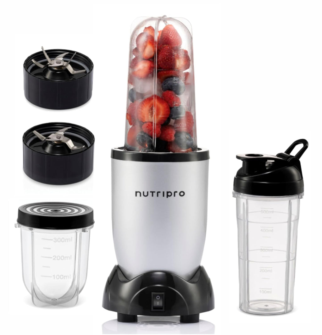 NutriPro Juicer Mixer Grinder - Smoothie Maker - 500 Watts (3 Jars & 2 Blades, Silver)