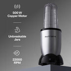 NutriPro Juicer Mixer Grinder - Smoothie Maker - 500 Watts (3 Jars & 2 Blades, Silver)