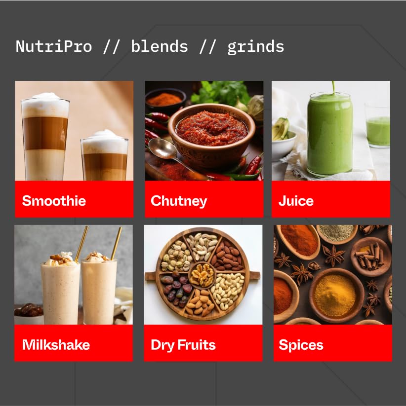 NutriPro Juicer Mixer Grinder - Smoothie Maker - 500 Watts (3 Jars & 2 Blades, Silver)