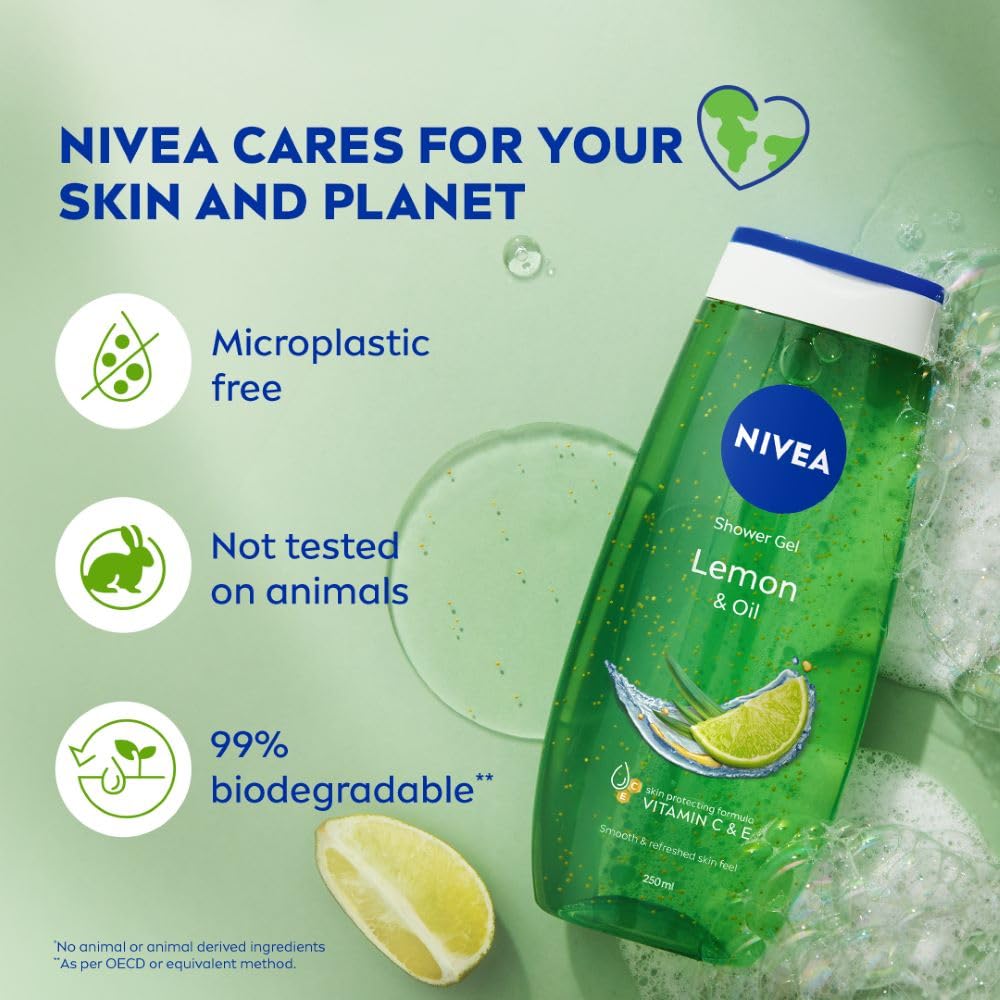 NIVEA Bath Care Lemon and Oil Shower Gel, 250ml
