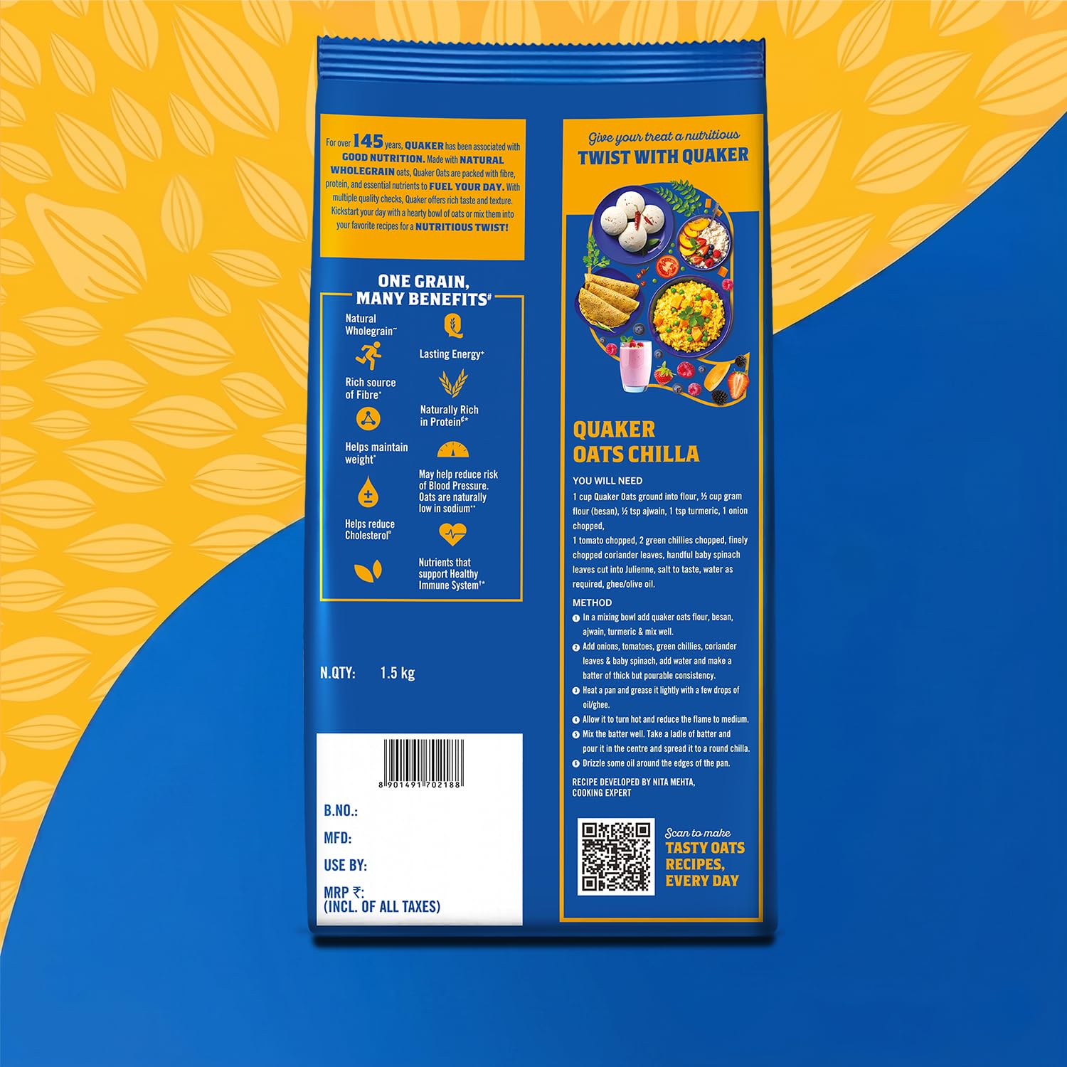 Quaker Oats Pouch, 1.5 kg