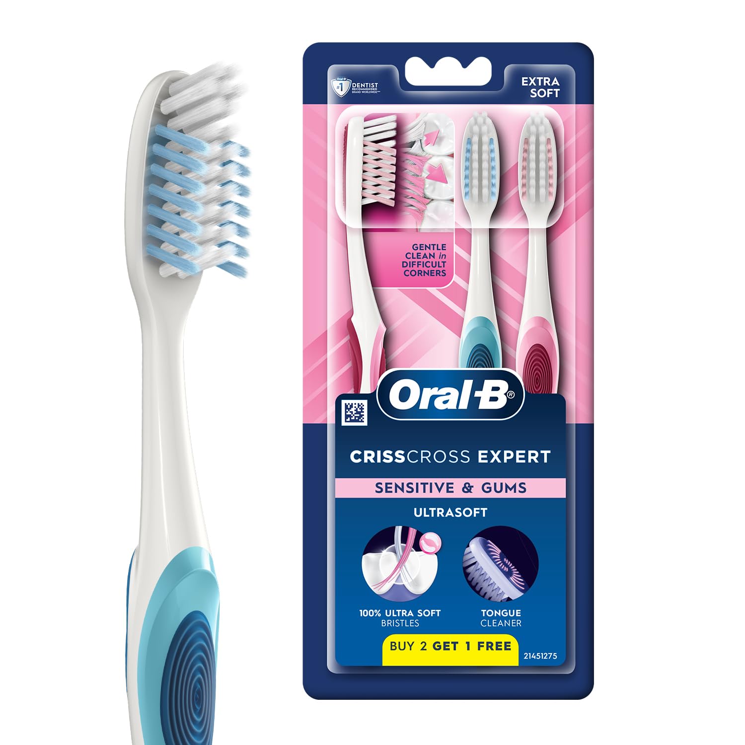 Oral-B Criss Cross Sensitive Ultrathin Soft Manual Toothbrush buy 2 get 1 free
