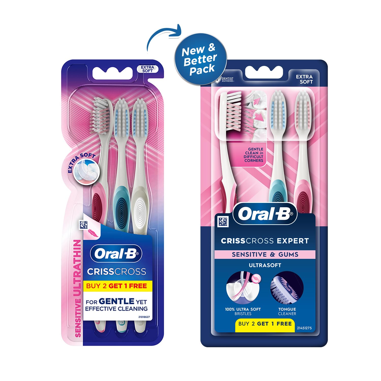 Oral-B Criss Cross Sensitive Ultrathin Soft Manual Toothbrush buy 2 get 1 free