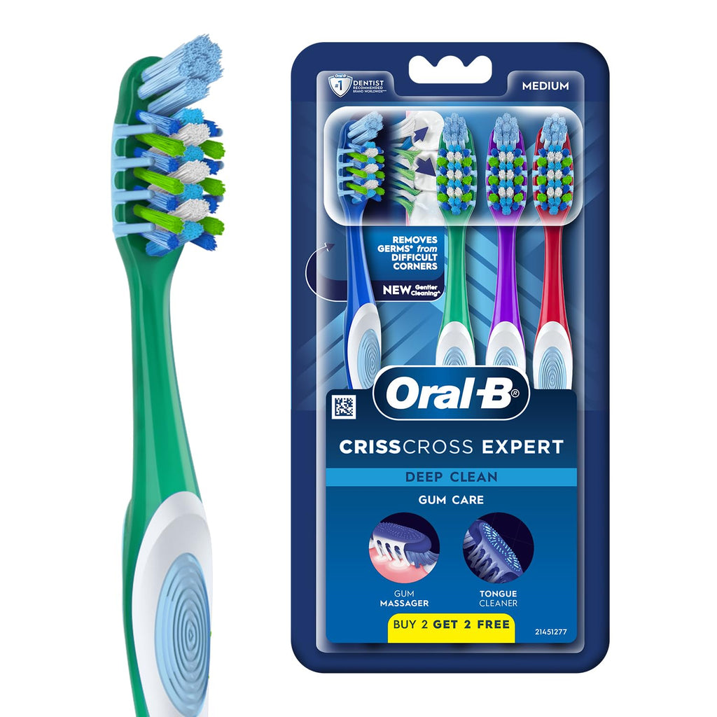 Oral-B Crisscross Gum Care Deep Clean Medium Bristles Manual Toothbrush  ( buy 2 get 2 free)