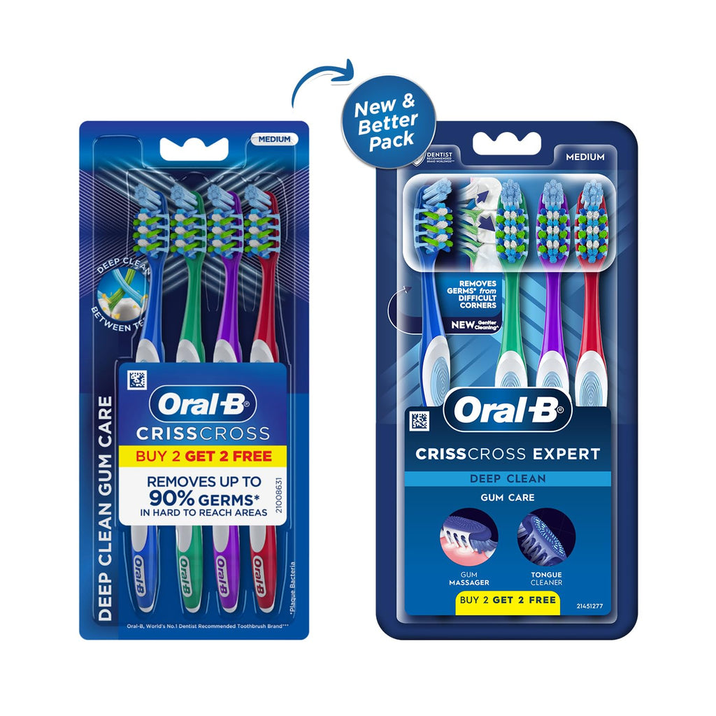Oral-B Crisscross Gum Care Deep Clean Medium Bristles Manual Toothbrush  ( buy 2 get 2 free)