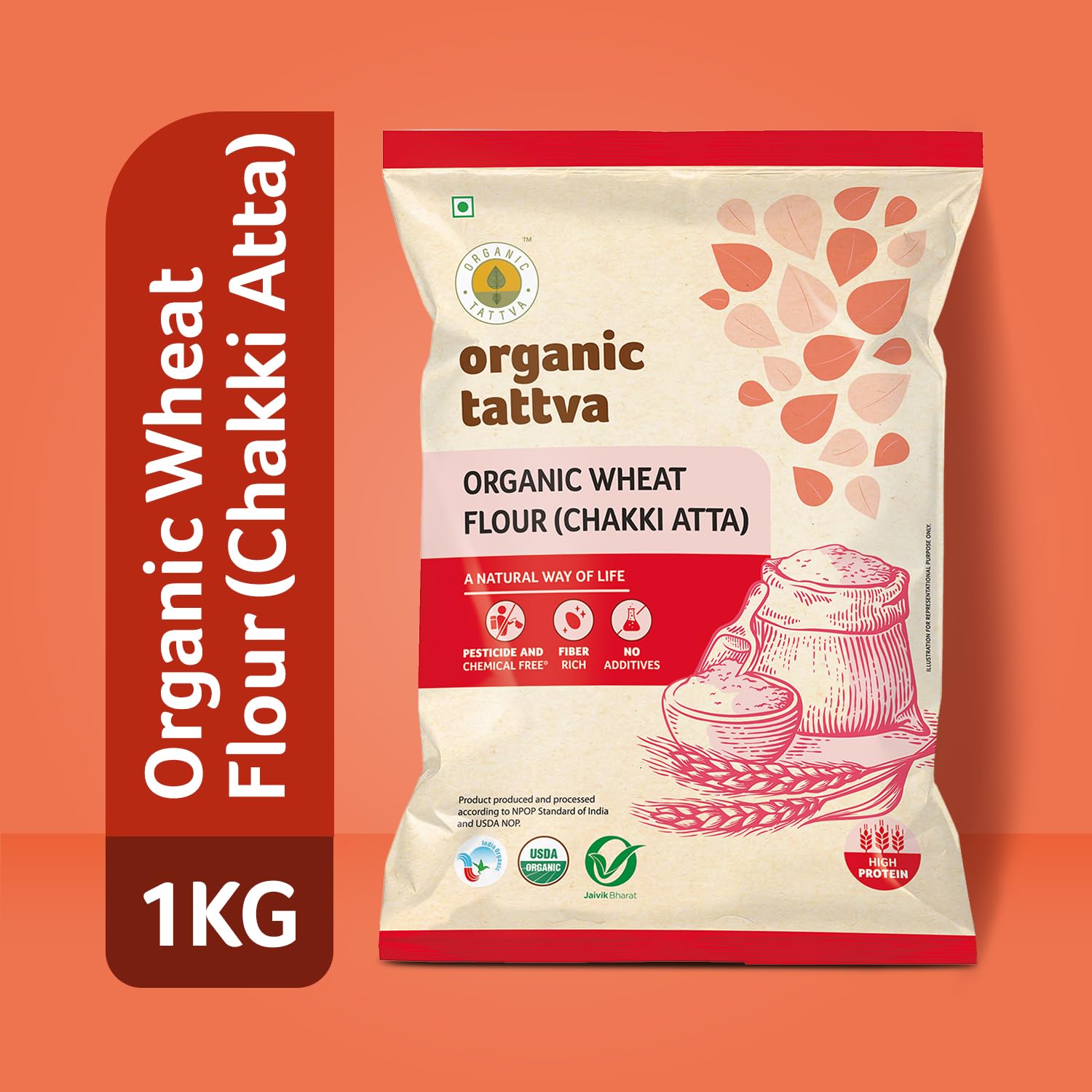 Organic Tattva Whole Wheat Flour 1kg
