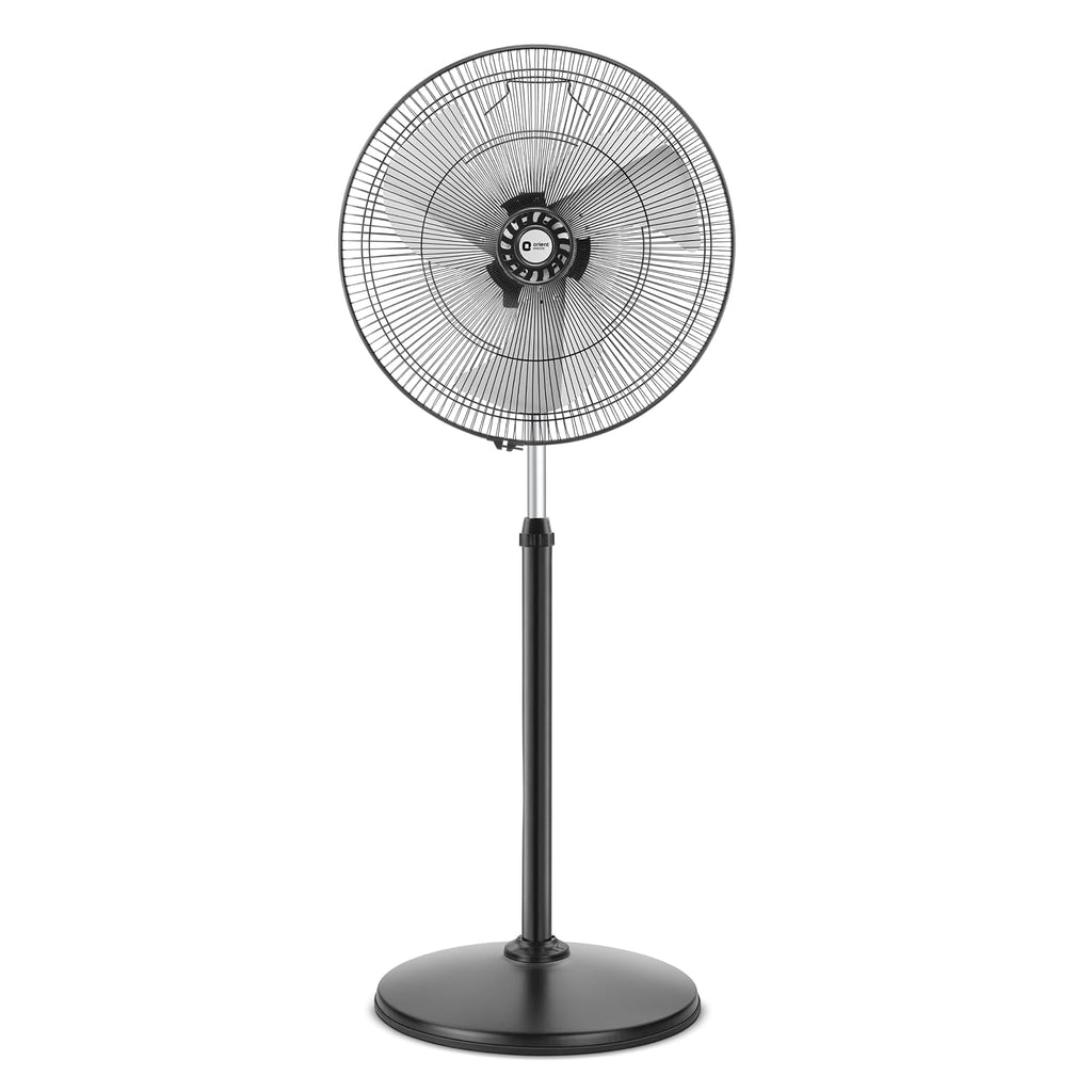 Orient Electric 450mm Tornado Pedestal Fan for home | Powerful Motor, High Air Delivery |3-Speed Control, High Speed Stand Fan | Metal Body, Telescopic Arrangement| 2 Years Warranty by Orient | Black