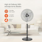 Orient Electric 450mm Tornado Pedestal Fan for home | Powerful Motor, High Air Delivery |3-Speed Control, High Speed Stand Fan | Metal Body, Telescopic Arrangement| 2 Years Warranty by Orient | Chrome