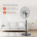 Orient Electric 450mm Tornado Pedestal Fan for home | Powerful Motor, High Air Delivery |3-Speed Control, High Speed Stand Fan | Metal Body, Telescopic Arrangement| 2 Years Warranty by Orient | Black