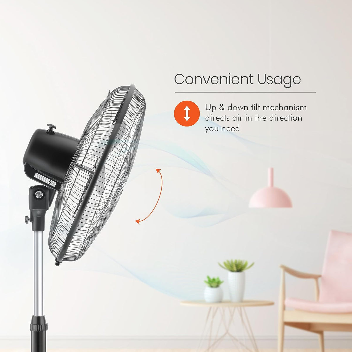 Orient Electric 450mm Tornado Pedestal Fan for home | Powerful Motor, High Air Delivery |3-Speed Control, High Speed Stand Fan | Metal Body, Telescopic Arrangement| 2 Years Warranty by Orient | Chrome