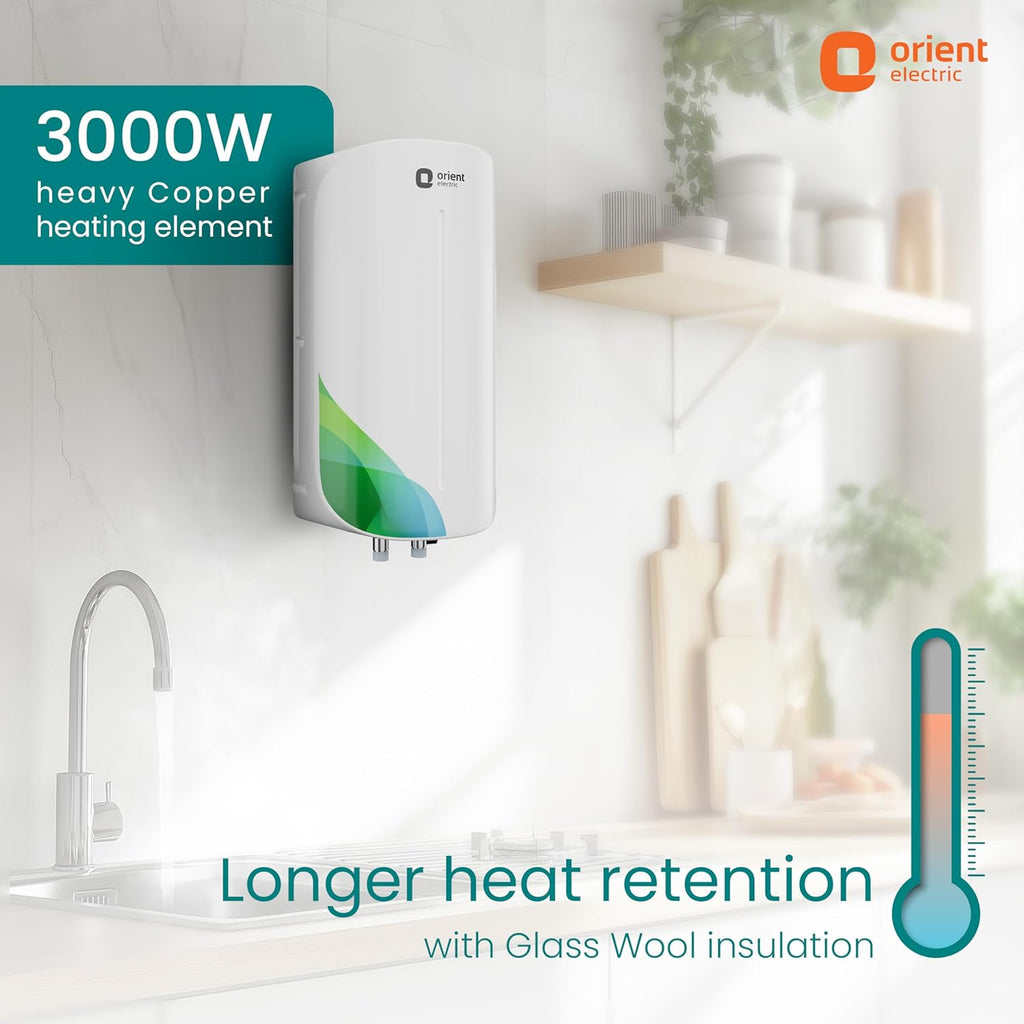 Orient Electric Aura Rapid Pro Geyser 5.9 Litre Instant Water Heater | 3000 W Powerful Heating | Suitable For Kitchen & Bathroom | 5 Year Inner Tank Warranty by Orient | High-rise Compatible| White