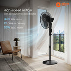 Orient Electric Harrier BLDC Stand Fan with Remote | Energy Saving Fan, Whisper Quiet 52 dB Operation | 90° Oscillation, Tilt & Height Adjustment | 2 Year Warranty, Black