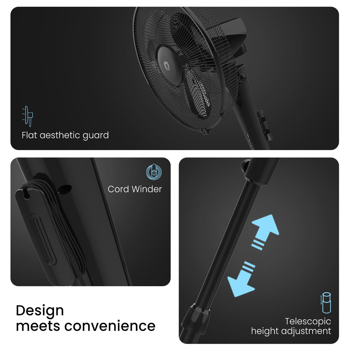 Orient Electric Harrier BLDC Stand Fan with Remote | Energy Saving Fan, Whisper Quiet 52 dB Operation | 90° Oscillation, Tilt & Height Adjustment | 2 Year Warranty, Black