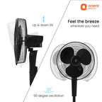 Orient Electric Harrier BLDC Stand Fan with Remote | Energy Saving Fan, Whisper Quiet 52 dB Operation | 90° Oscillation, Tilt & Height Adjustment | 2 Year Warranty, Black
