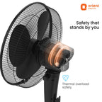 Orient Electric Harrier BLDC Stand Fan with Remote | Energy Saving Fan, Whisper Quiet 52 dB Operation | 90° Oscillation, Tilt & Height Adjustment | 2 Year Warranty, Black